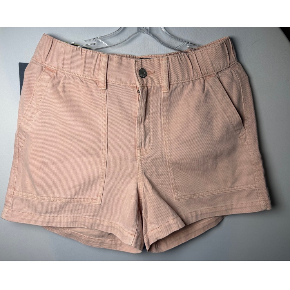 Gap Elastic Waist Twill Shorts Peach Pink High Rise Utility Pockets Small NEW